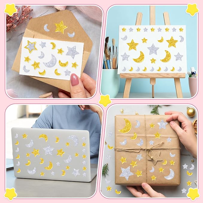 894Pcs Foam Stickers, Colorful Foam Shape Stickers Self Adhesive Star Moon