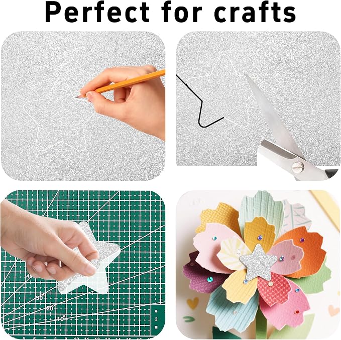 pson 10Pcs 7.8 x 11.8 Inch Shiny Self-Adhesive EVA Foam Sheets
