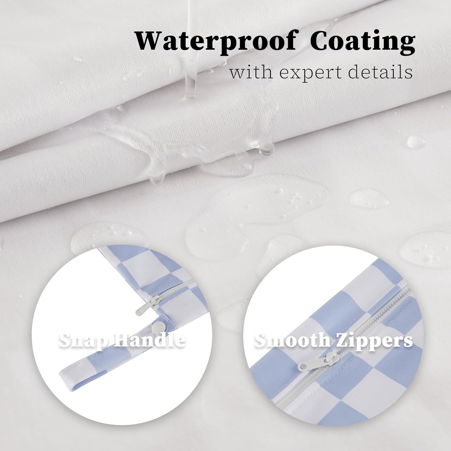 Blue Checkered Waterproof Wet Dy Diaper Bag for Baby Essentials, Travel, Swimsuit, Beach Bag Accessories, Aesthetic Trendy Cute Toddler Baby Bag Pouch, Pack of 2