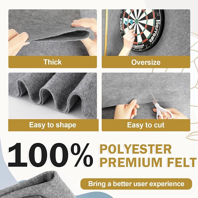 XSEINO Gray Large Felt Fabric 108" X 36 ", 1.4 mm Thick Soft Felt Fabric Sheet