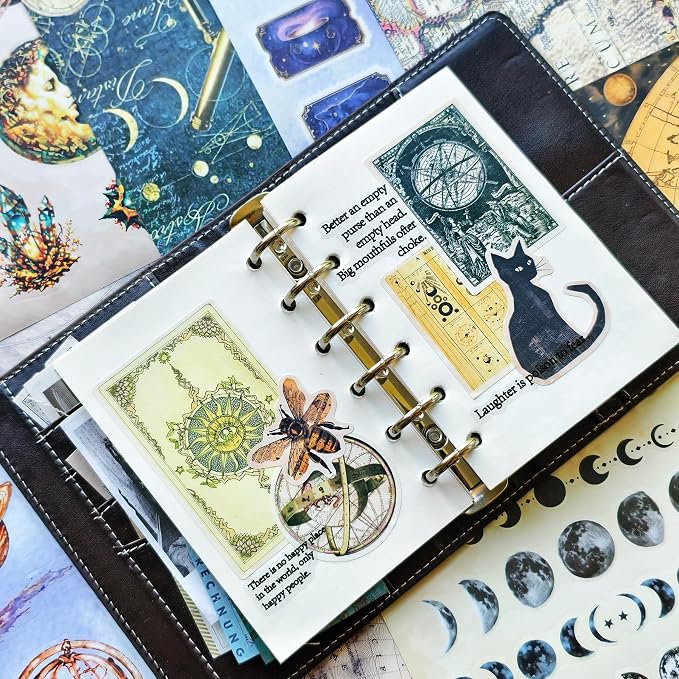 Vintage Astrology Sticker Book & Scrapbook Paper Pad, 40 Inner Pages