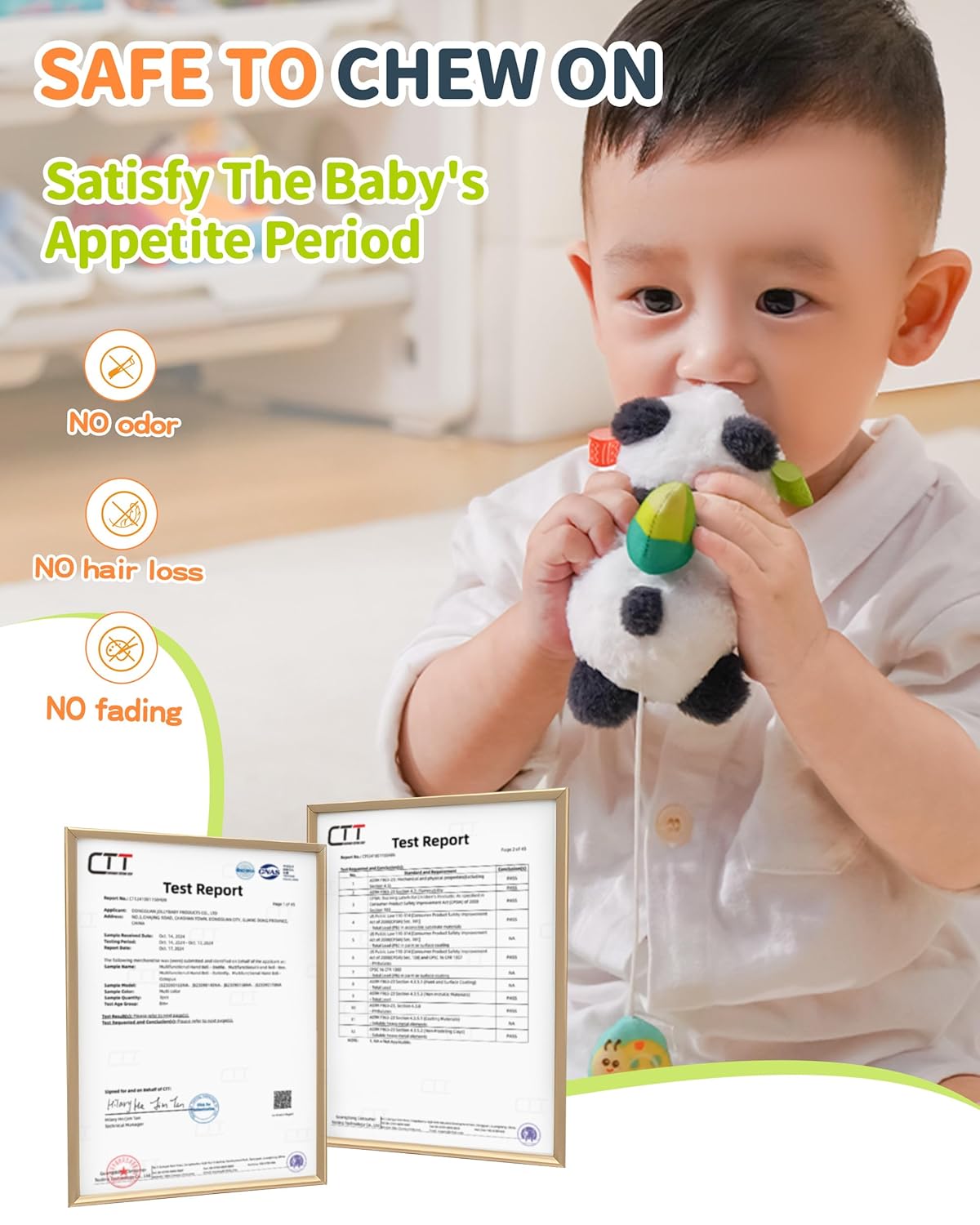 Jollybaby Baby Rattles & Soft Plush Spinner Toy for Babies 0-3-6-12 Months, Sensory Developmental Toys for Newborn 0-2-4-7-8-9 Months, Baby Shower & Birthday Gifts - Panda