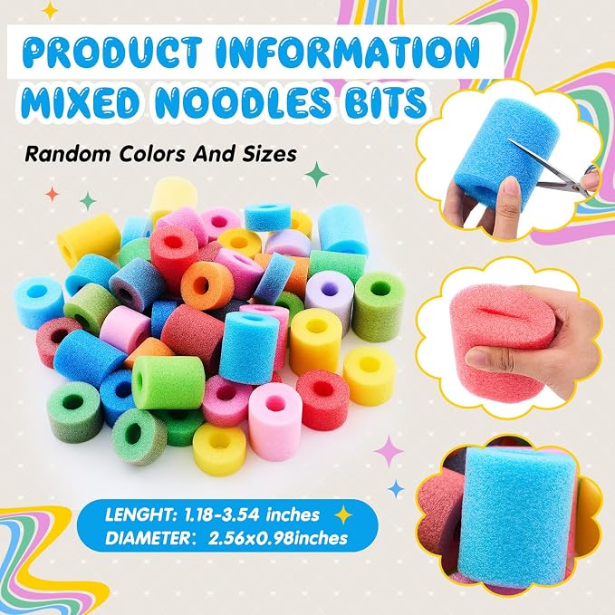 Frienda 50 Pcs Pool Noodles Bits Multicolor Craft Small Size Versatile Mixed