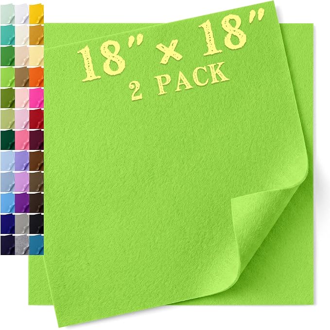 Felt Fabric Sheet 18 x 18 Inch, 1.6mm Thick | Soft and Flexible Nonwoven
