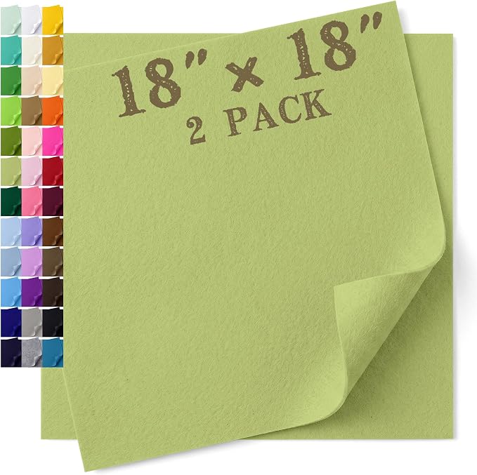 Felt Fabric Sheet 18 x 18 Inch, 1.6mm Thick | Soft and Flexible Nonwoven