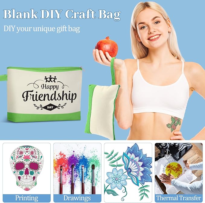 Silkfly 30 Pcs Cotton Canvas Makeup Bags Cosmetic Zipper Bags 10.2 x 5.5 x 2''
