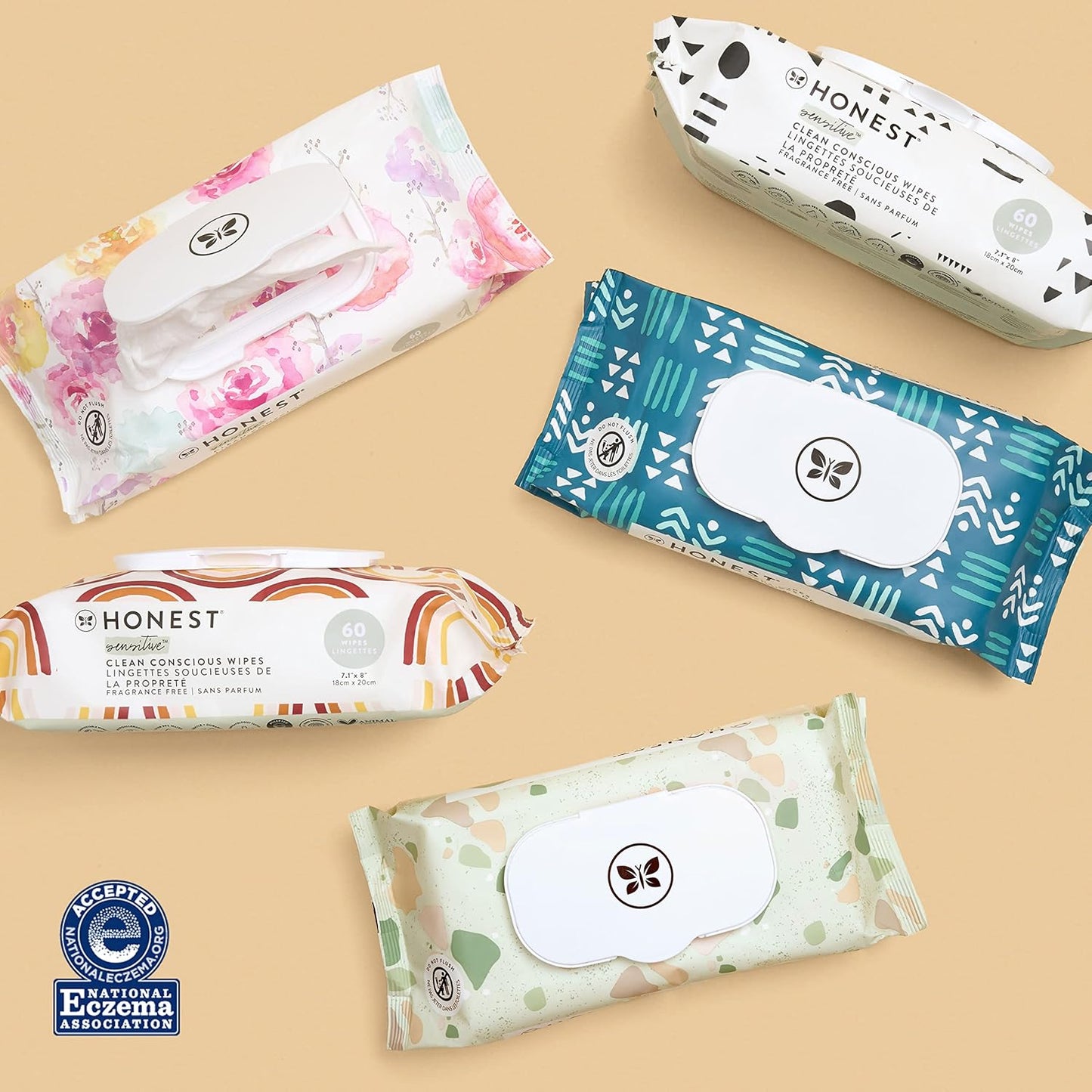The Honest Company Clean Conscious Unscented Wipes Over 99% Water Compostable Plant-Based Baby Wipes Hypoallergenic for Sensitive Baby Skin EWG Verified Geo Mood 648 Count