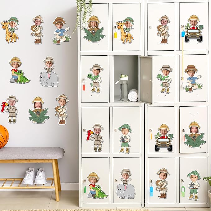 60pcs Jungle Safari Theme DIY Cutouts Jungle Animals Bulletin Board Decoration