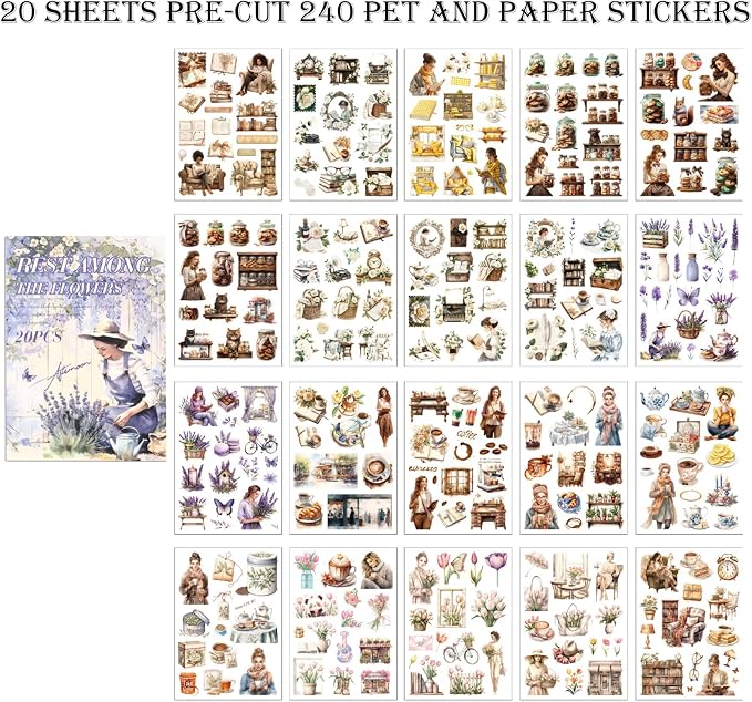 Scrapbook Reading Stickers 20 Sheets 240 Pre-Cut Washi Stickers