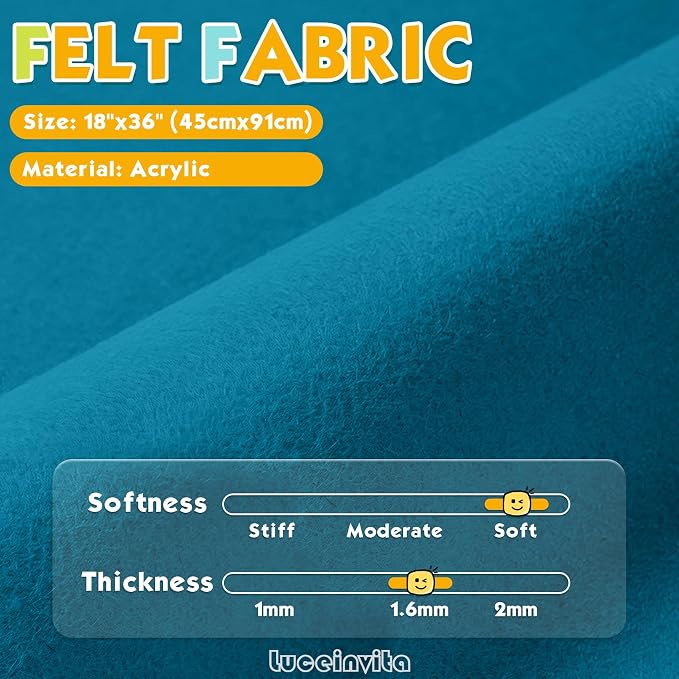 Turquoise 18" X 36" Felt Fabric Sheet