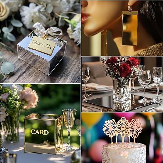 Gold Mirror Acrylic Sheets 12x16Inches, 6 Pack|1/8" Thick, Reflective Acrylic