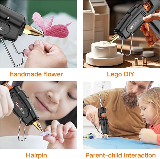 IZIO Hot Glue Gun with 21 Glue Sticks7/16") &Storage Pouch - 100W Fast Heating
