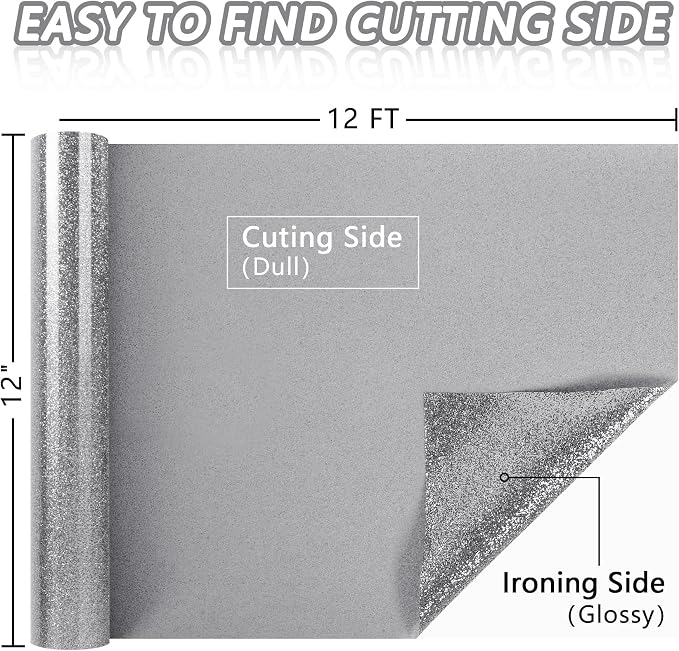 TORC Silver Glitter HTV Silver Heat Transfer Vinyl HTV Rolls