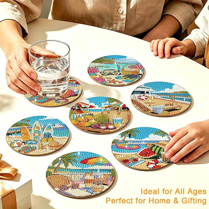 8-Pack Diamond Art Coaster Kit