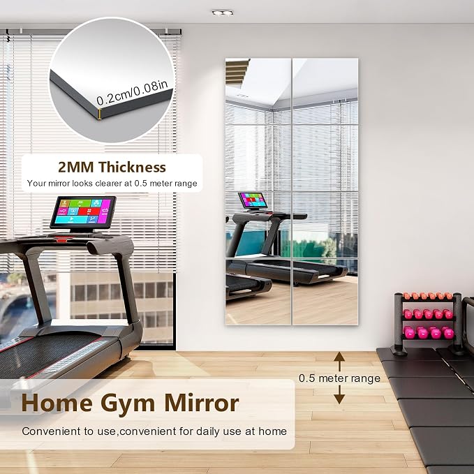 Shiftshade Mirror Wall Full Length, 12X14 Inch Unbreakable Mirror Tiles