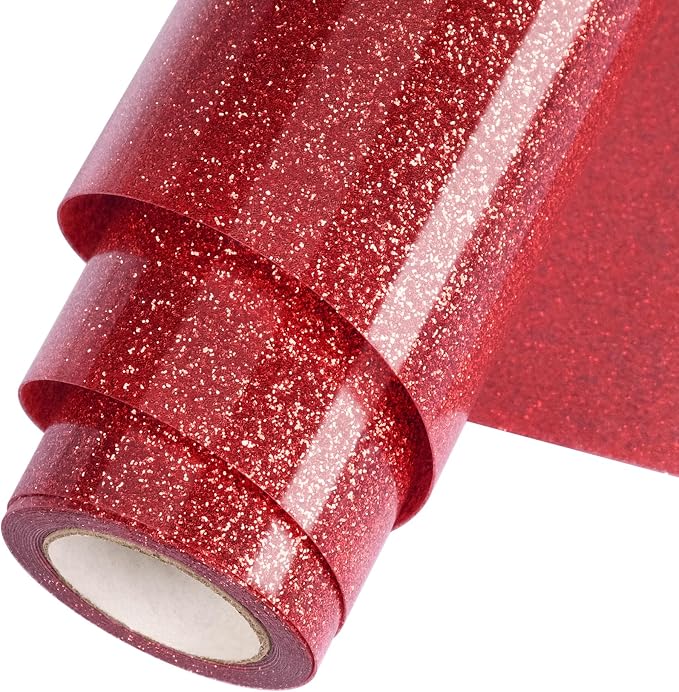 Red Glitter HTV Heat Transfer Vinyl Roll 12inch x 10 ft