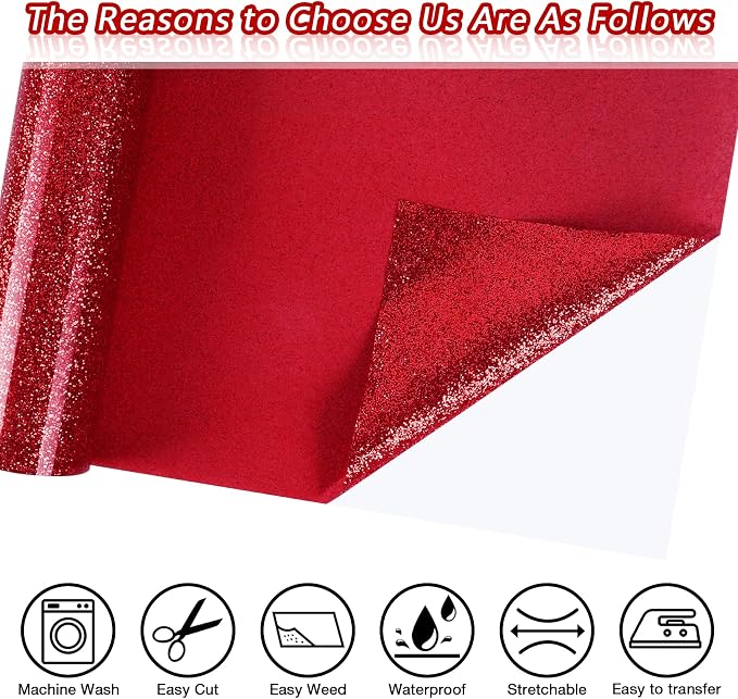 TORC Red Glitter HTV Red Heat Transfer Vinyl HTV Rolls