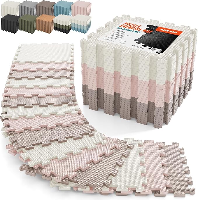 AIRHOP 18 PCS Gym Floor Mat, EVA Foam Puzzle Gym Mat, High-Density Interlocking