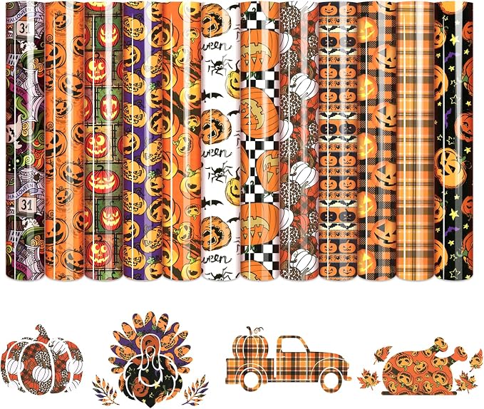 HTVSTD Pumpkin Halloween HTV Heat Transfer Vinyl 12pcs 12×10in | Halloween