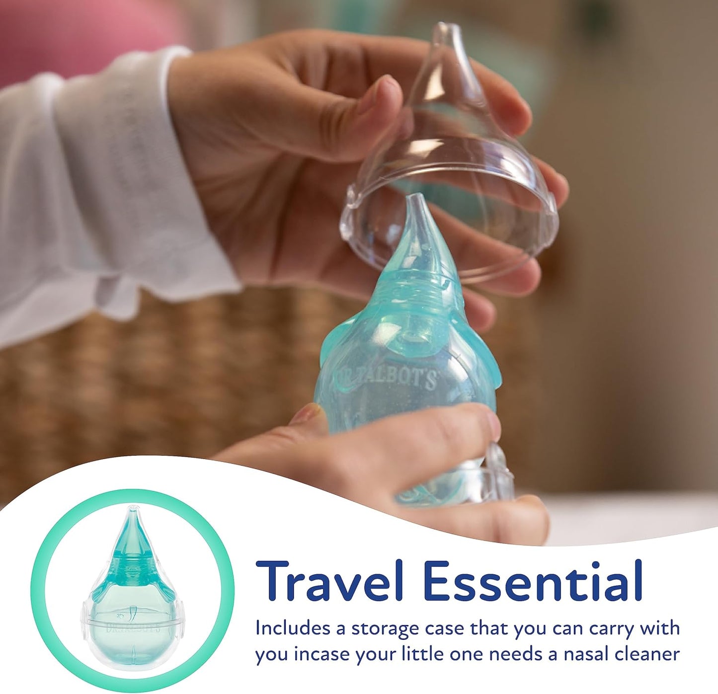 Dr. Talbot's Nasal Aspirator for Babies - Silicone - with Storage Case - Blue Elephant