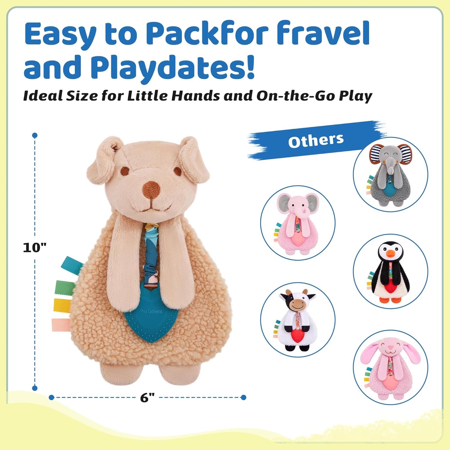 Pro Goleem Dog Loveys for Babies Girl and Boy, Baby Lovey with Teether, Baby Toys 0 3 6 9 12 Months, Safety Teething Toys for Babies Infant Newborn and Toddler Baby Gifts