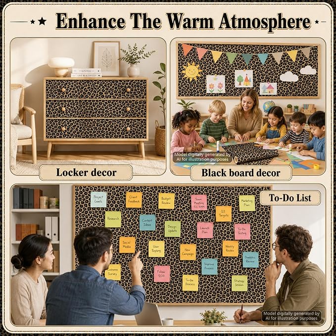 Leopard Print Bulletin Board Roll Non-Woven Fabric Poster 16in X 12ft | Back to