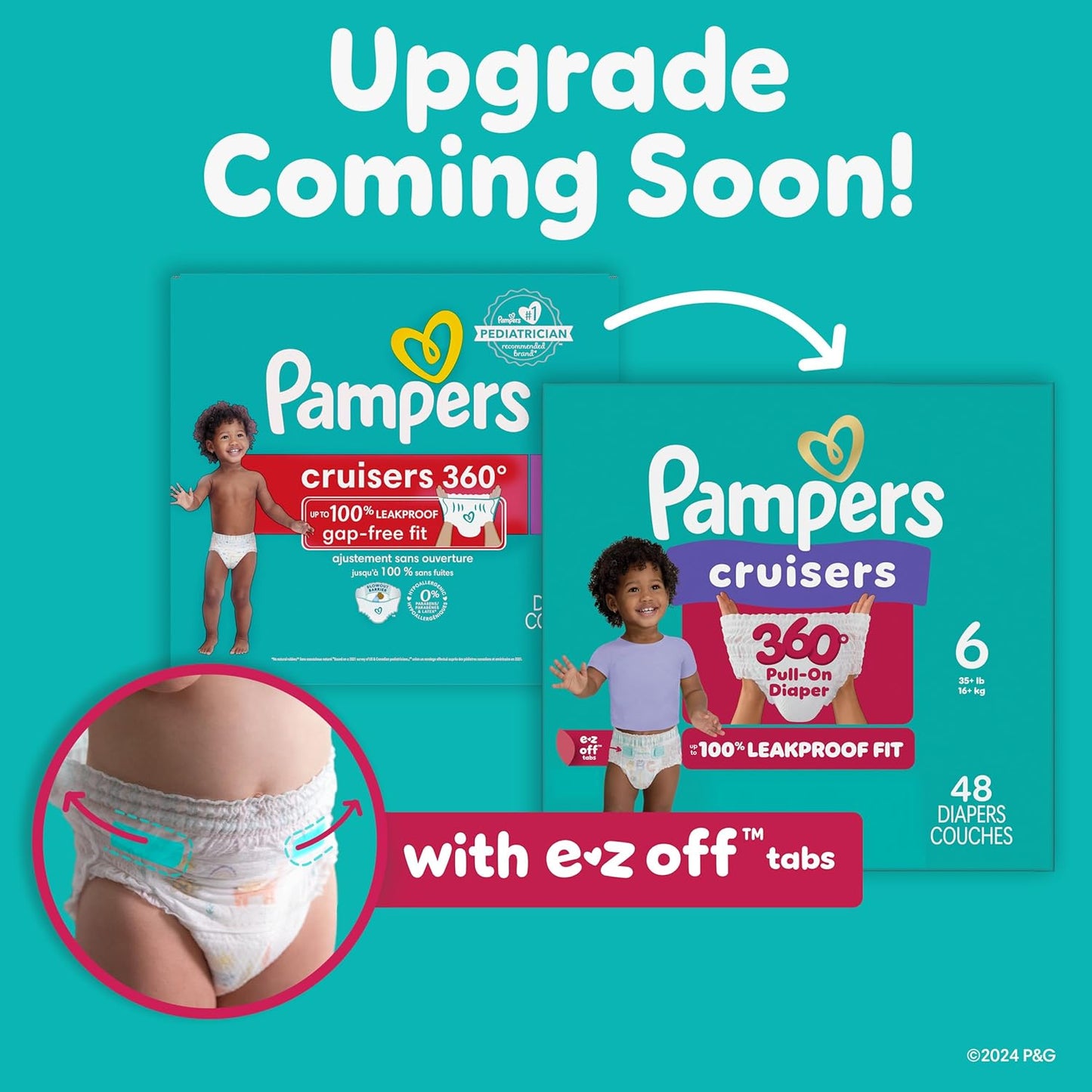 Pampers Diapers - Cruisers 360 - Size 7, 17 Count, Babyproof up to 100% Leakproof Pull-On Diaper (Packaging May Vary)