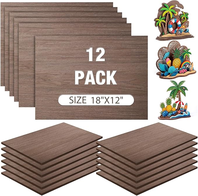 12 Pcs Walnut Color Wood Sheets Plywood Board