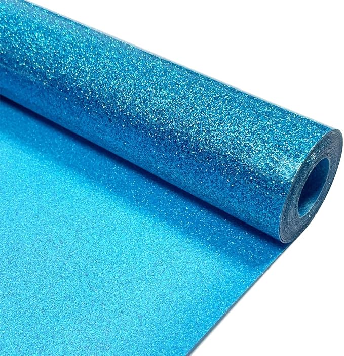 Sky Blue Glitter Heat Transfer Vinyl 12" x 8 ft HTV