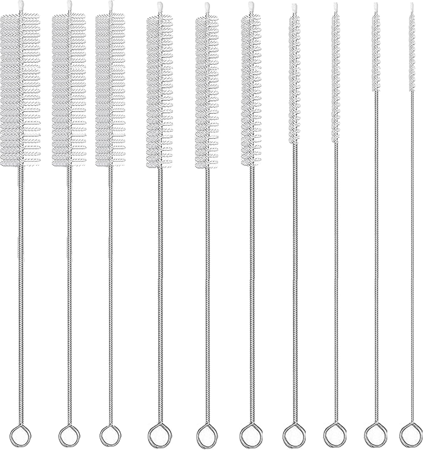 Straw Brush Cleaner, Straw Brush Set 10 Pack, Straw Clean Brush for Tumbler, Sippy Cup, Water Bottle and Hummingbird Feeders.(White)