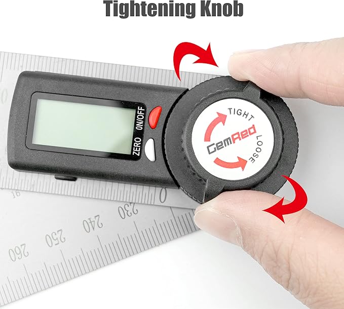 GemRed 82305 Digital Angle Finder Protractor-Stainless steel | white&red button