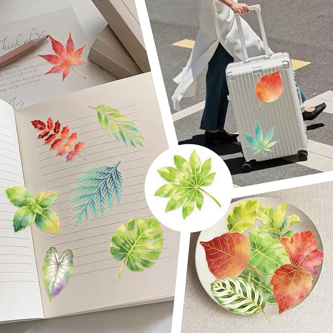 50Pcs Natural Leaves Stickers for Scrapbooking Journaling Junk Journal Supplies