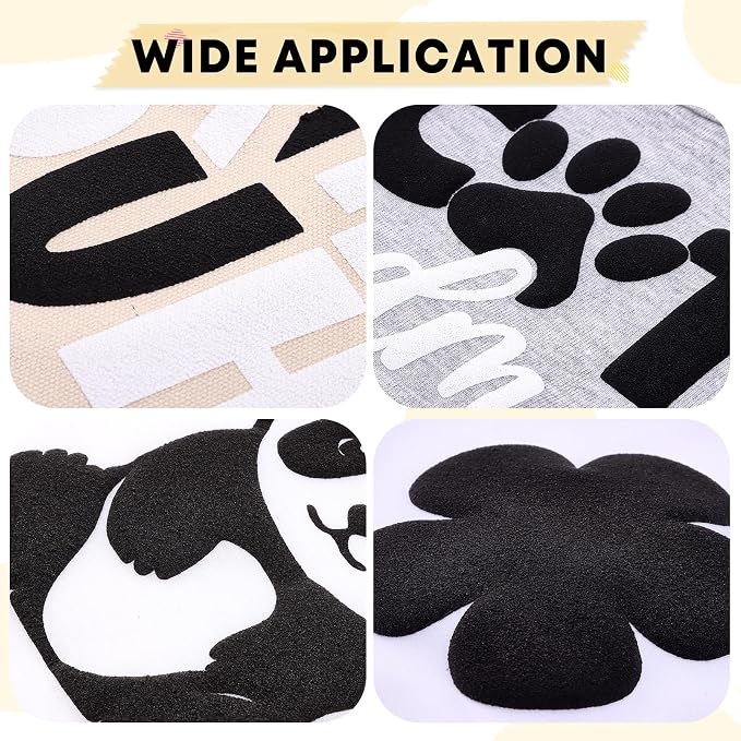 HTVSTD Black White Puff HTV Heat Transfer Vinyl 6pcs 12×10in | Puff Iron on