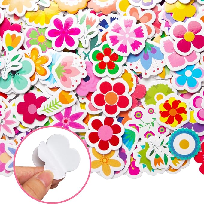 400Pcs Flower Foam Stickers Assorted Spring Summer Colorful Flower Shaped