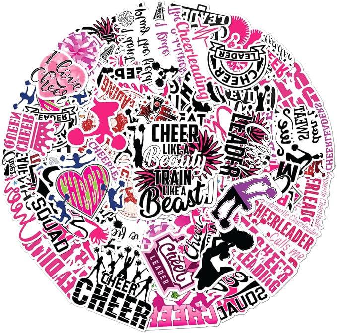 Cheerleading Motivational Quote Stickers Pack 50Pcs Vinyl Waterproof Sticker Set