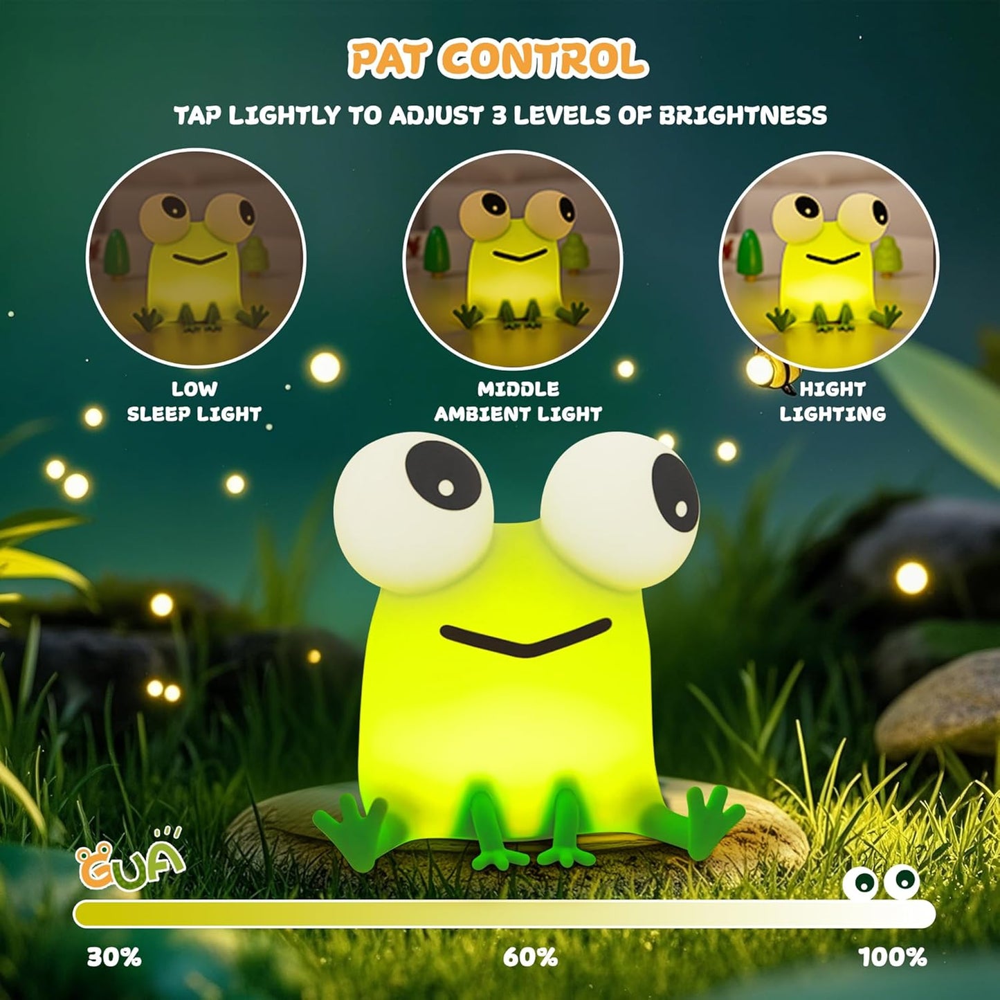 Cute Frog Night Light, LED Silicone Squishy Novelty Animal Lamp,3 Levels Dimmable/Timer Nursery Nightlight for Kids, Rechargeable Touch Bedside Lamp, Bedroom/Dorm Decor, Baby Boys Girls Gifts