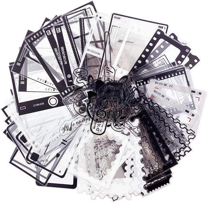 120PCS Retro Camera Film Frame Stamp Poster PET Stickers