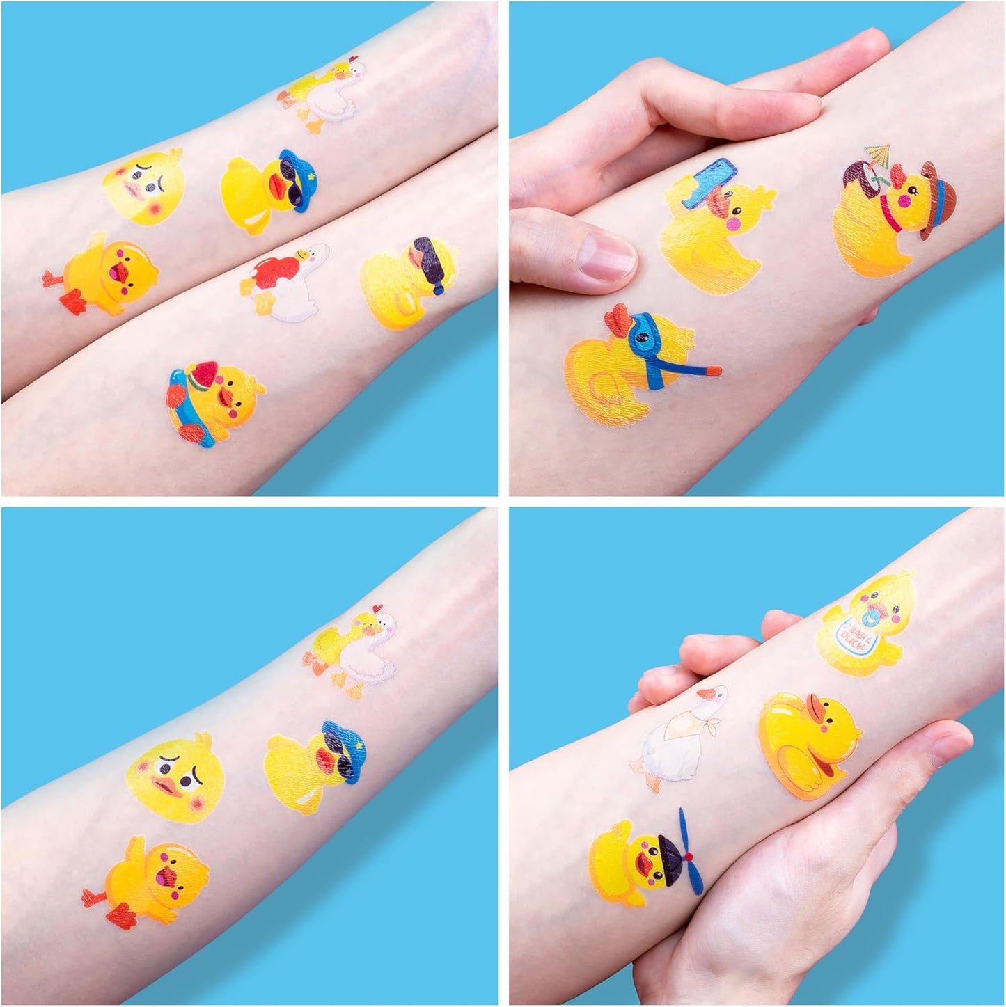 96 PCS Duck Pre-Cut Temporary Tattoos for Kids | Super Cute Themed Birthday Party Favors, Supplies, Decorations, Cute Farm Animal Fake Tattoo Stickers, School Rewards Prizes & Gifts for Boys & Girls