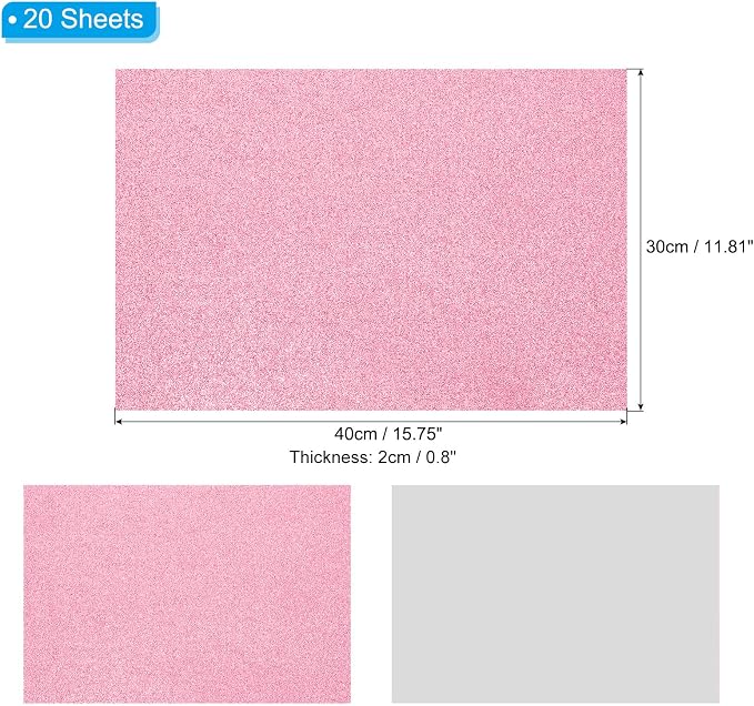 PATIKIL Pink Shiny EVA Glitter Foam Sheet 16x12 Inch 2mm Thick