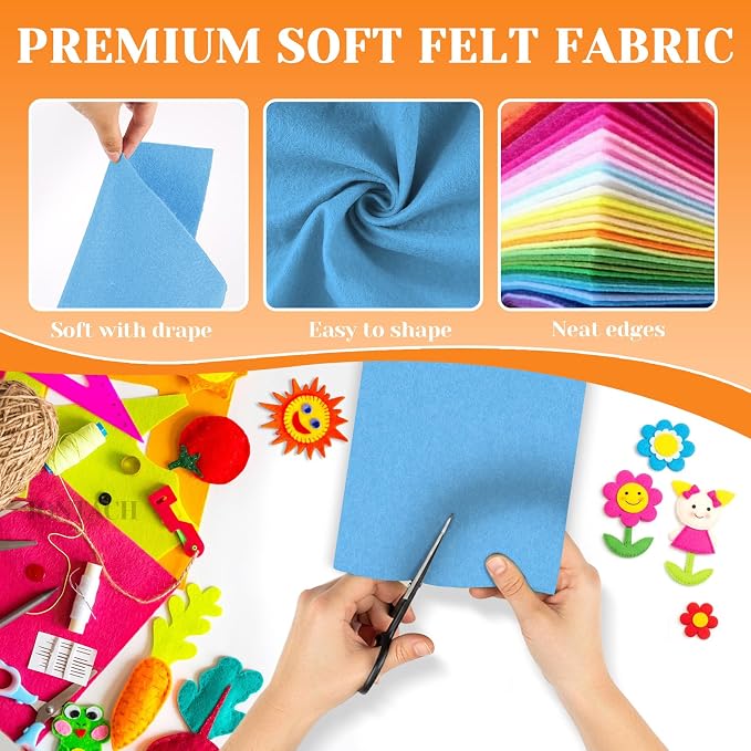 IONTACH 9" X 12" Felt Fabric Sheets 1.6mm Thick | Soft Felt