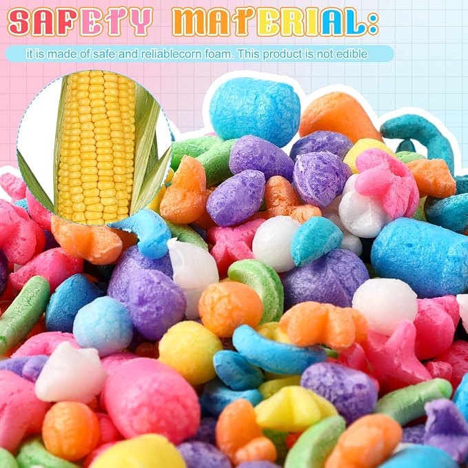 Junkin 1000 Pcs Magic Noodles Foam Crafts Puffs Corn Crafts Arts Kit Bulk Cross
