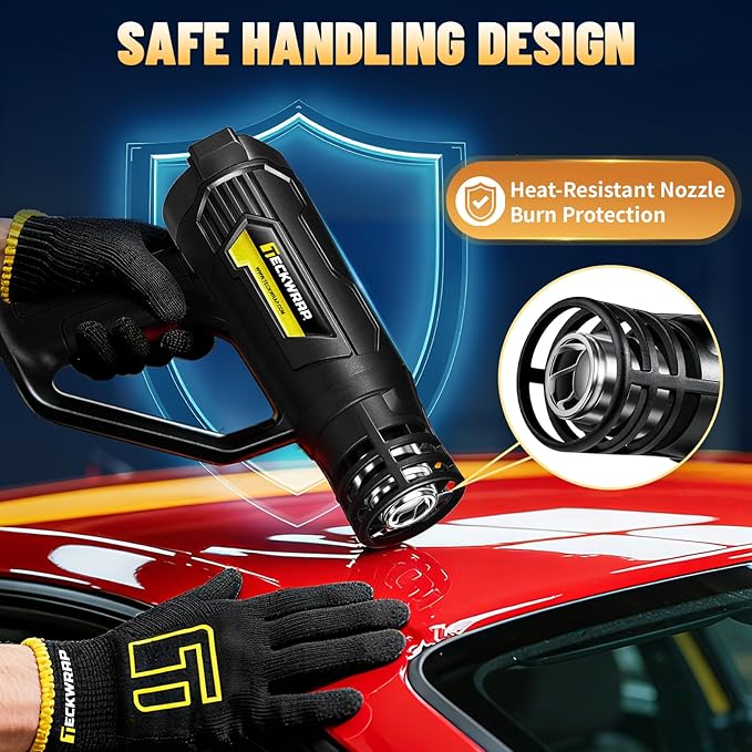 TECKWRAP Heat Gun 2000W with LCD Display, Adjustable Hot Air Gun for Vinyl Wrap, Shrink Wrap, Paint Removal & DIY Crafts (122–1202°F)