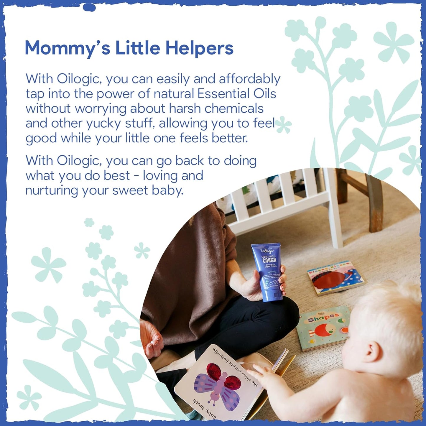 Oilogic Stuffy Nose & Cough Vapor Cream Essential Oil for Babies & Toddlers - Gentle Baby Essentials Soothe Cough and Stuffy Noses - Pediatrician-Tested & Safe for Babies, 3.5 Fl Oz