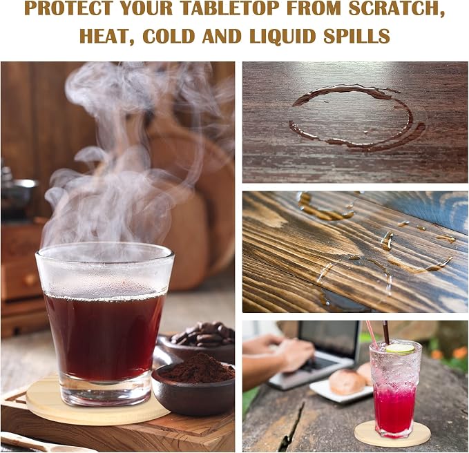30 Pieces Unfinished Wood Coasters, 4 Inch Round Blank Wooden Coasters
