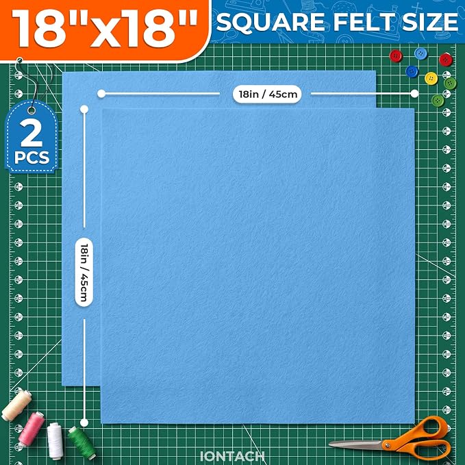 IONTACH 18" X 18" Soft Felt Sheets 1.6mm Thick | Acrylic Felt Fabric Sheets
