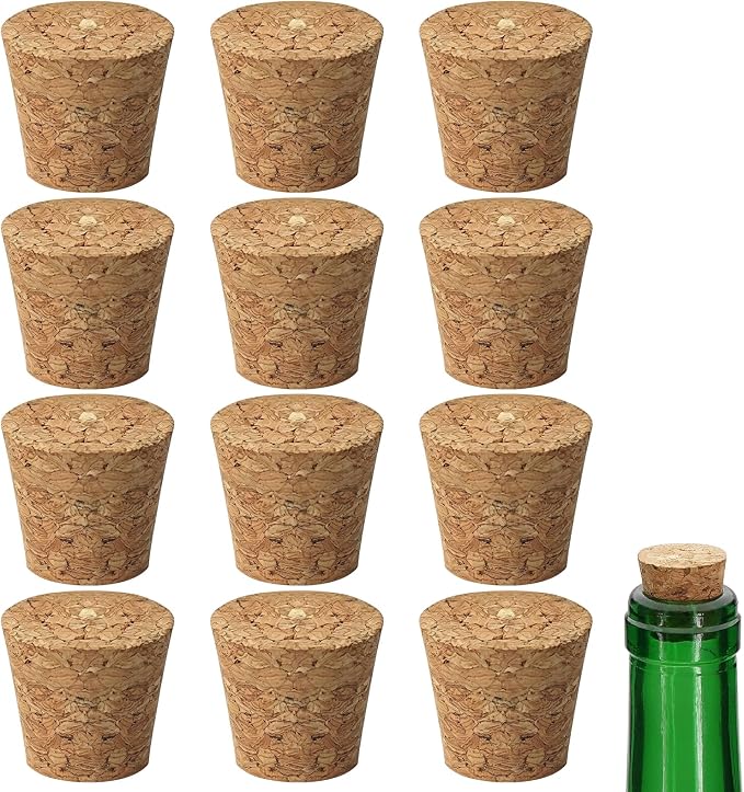 12Pcs Tapered Cork Plugs, 0.86 x 0.66 x 0.79 Inch Wooden Wine Bottle Cork