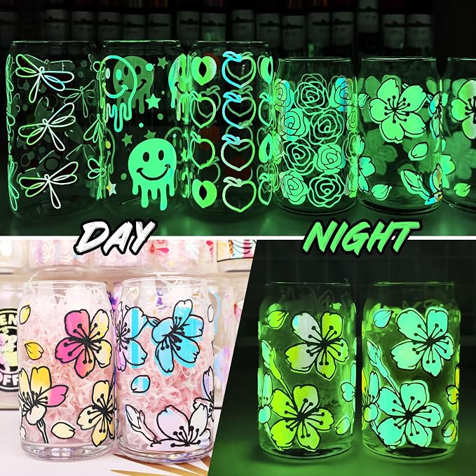 TECKWRAP Glow in the Dark Vinyl Permanent Chrome Vinyl, Opal White to Green