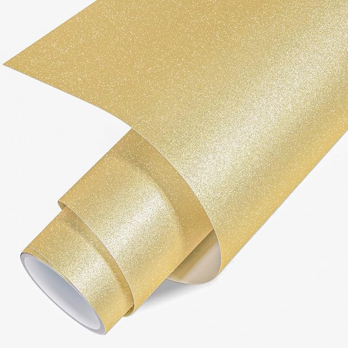 VINYL FROG Shimmer Adhesive Vinyl 12"x60" Gold Glitter Craft Permanent Vinyl