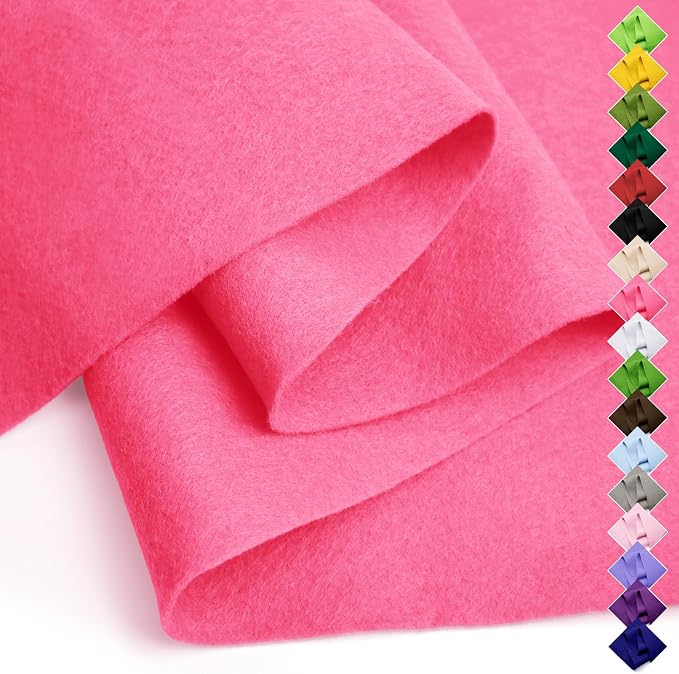 Soft Felt Fabric Sheet 18" x 36", 1.6mm Acrylic Craft Felt, Neon Pink | Soft