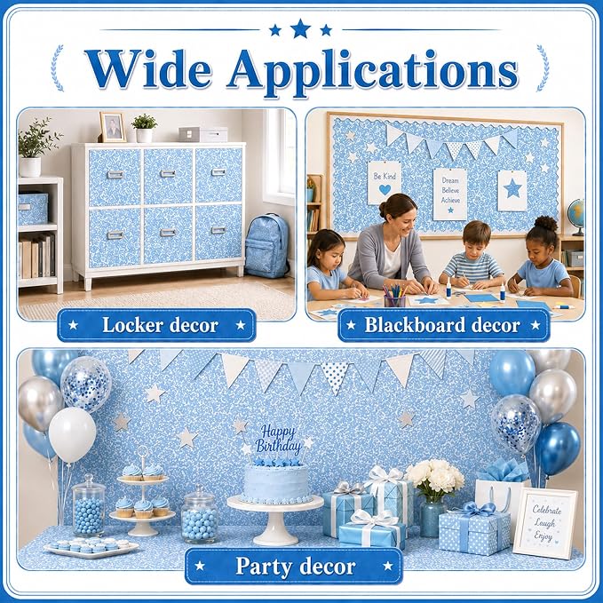 Blue Composition Bulletin Board Roll Non-Woven Fabric Poster 16in X 12ft | Back